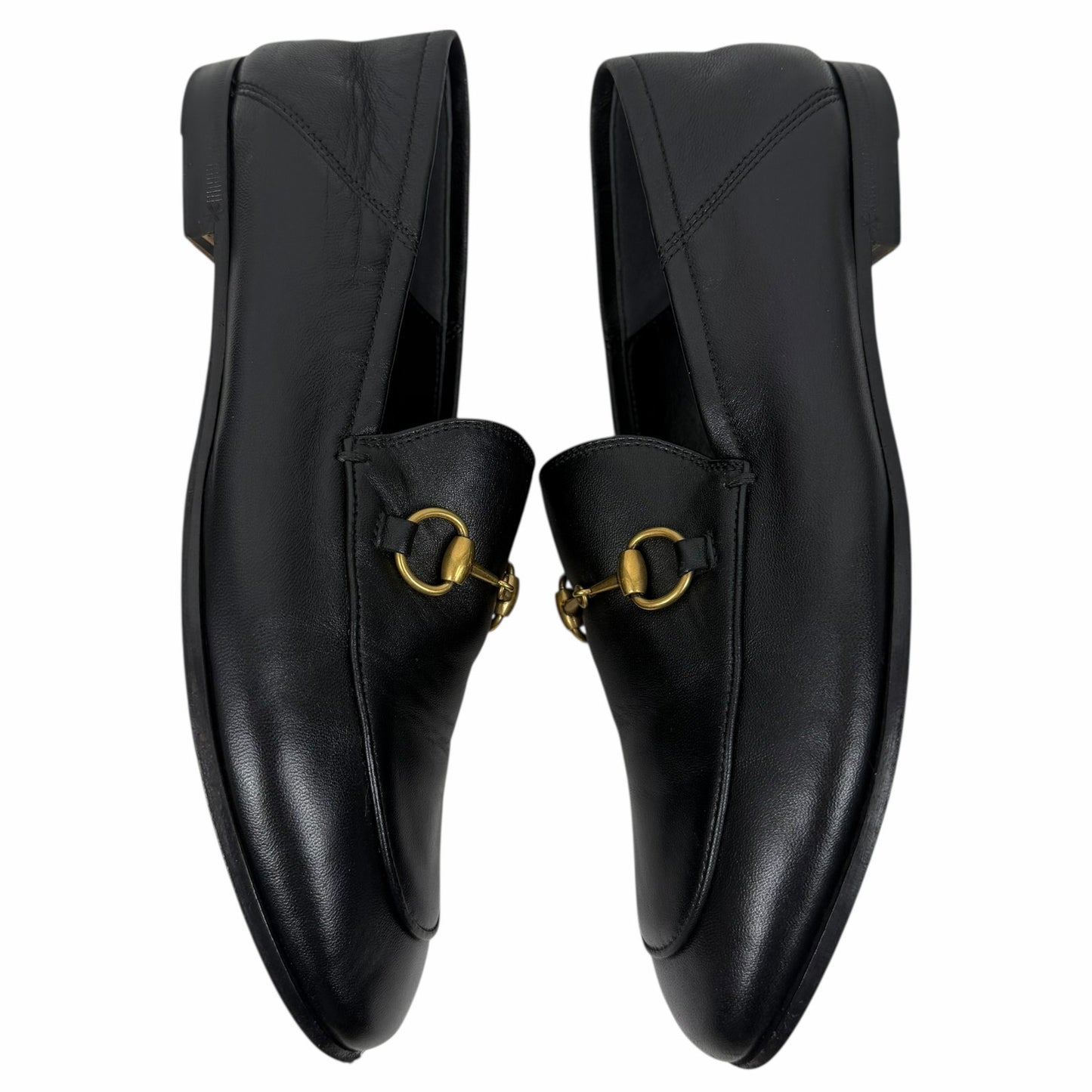 Gucci Brixton Leather Horsebit Loafers Mules Slide Black Size 36