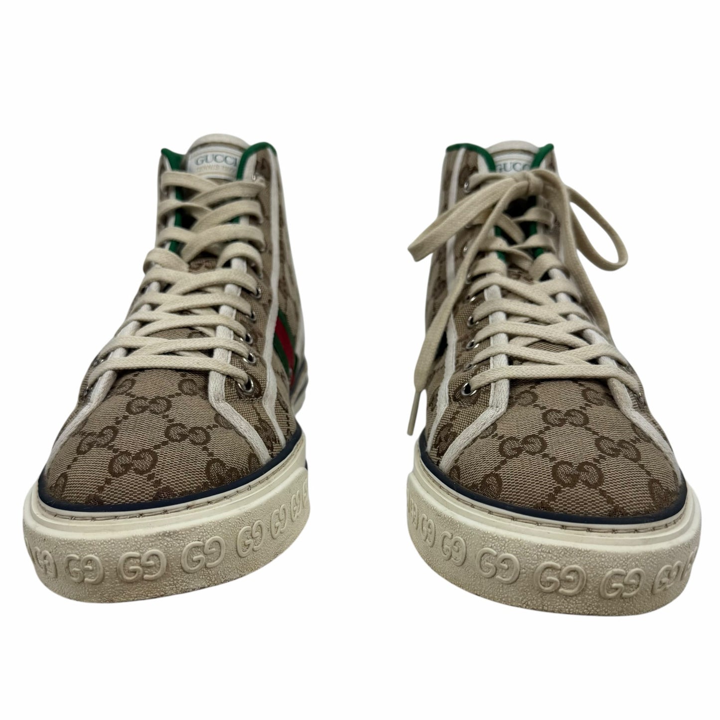 Gucci GG 1977 Tennis Sneakers Lace Up Beige Ebony Original Size 11.5/ 12