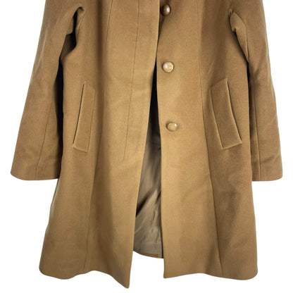 Talbots Wool Cashmere Blend Hidden Button Car Coat Dark Camel Size 14P