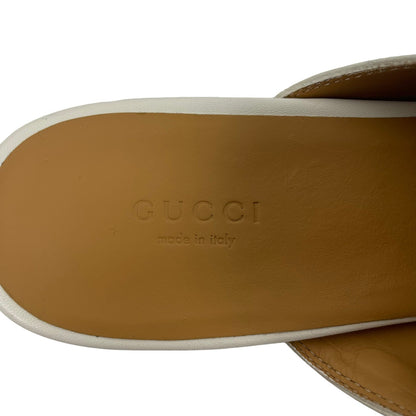 Gucci Princetown Horsebit Slipper Mules White Leather Size 40.5