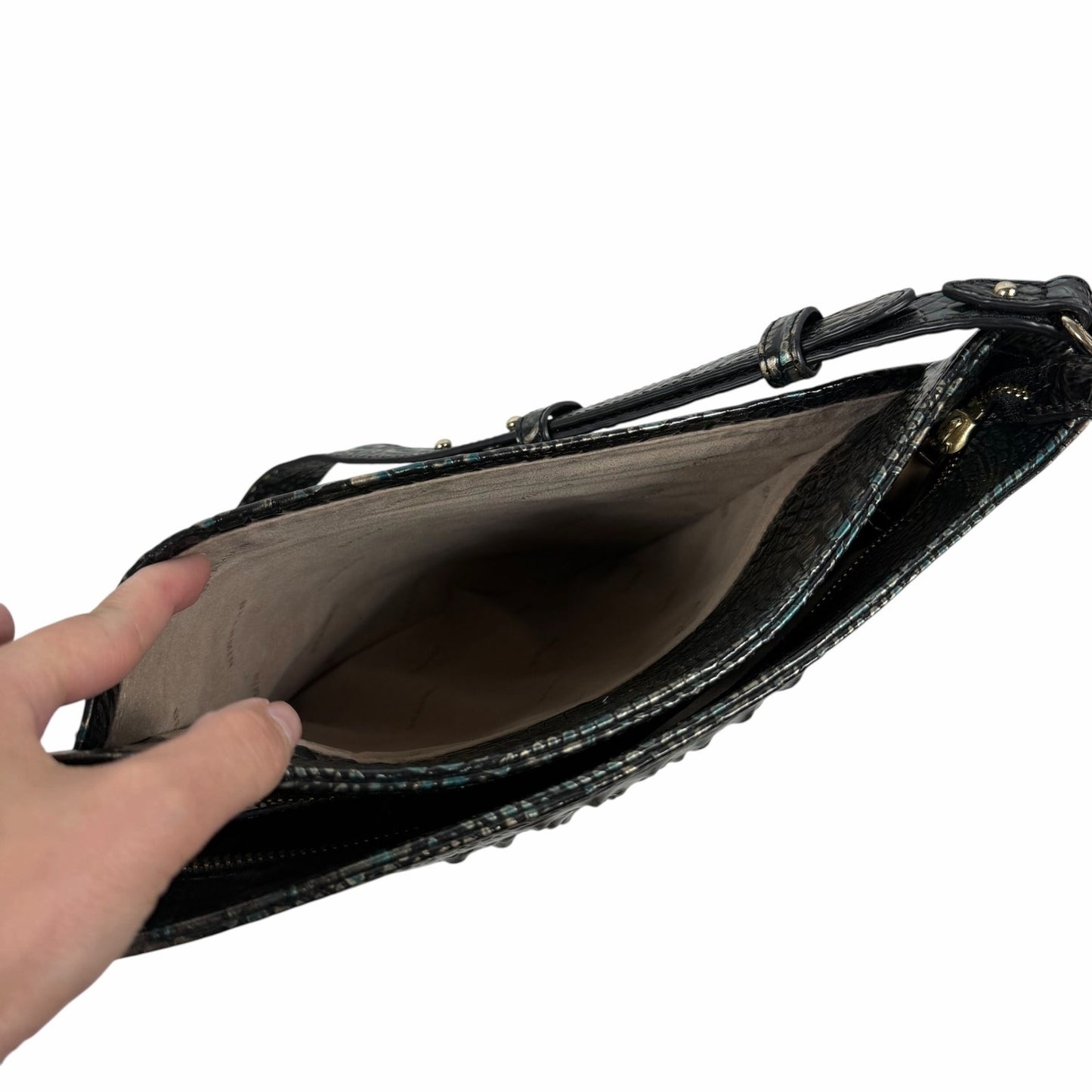 Brahmin Quinn Agata Melbourne Bucket Bag Metallic Green