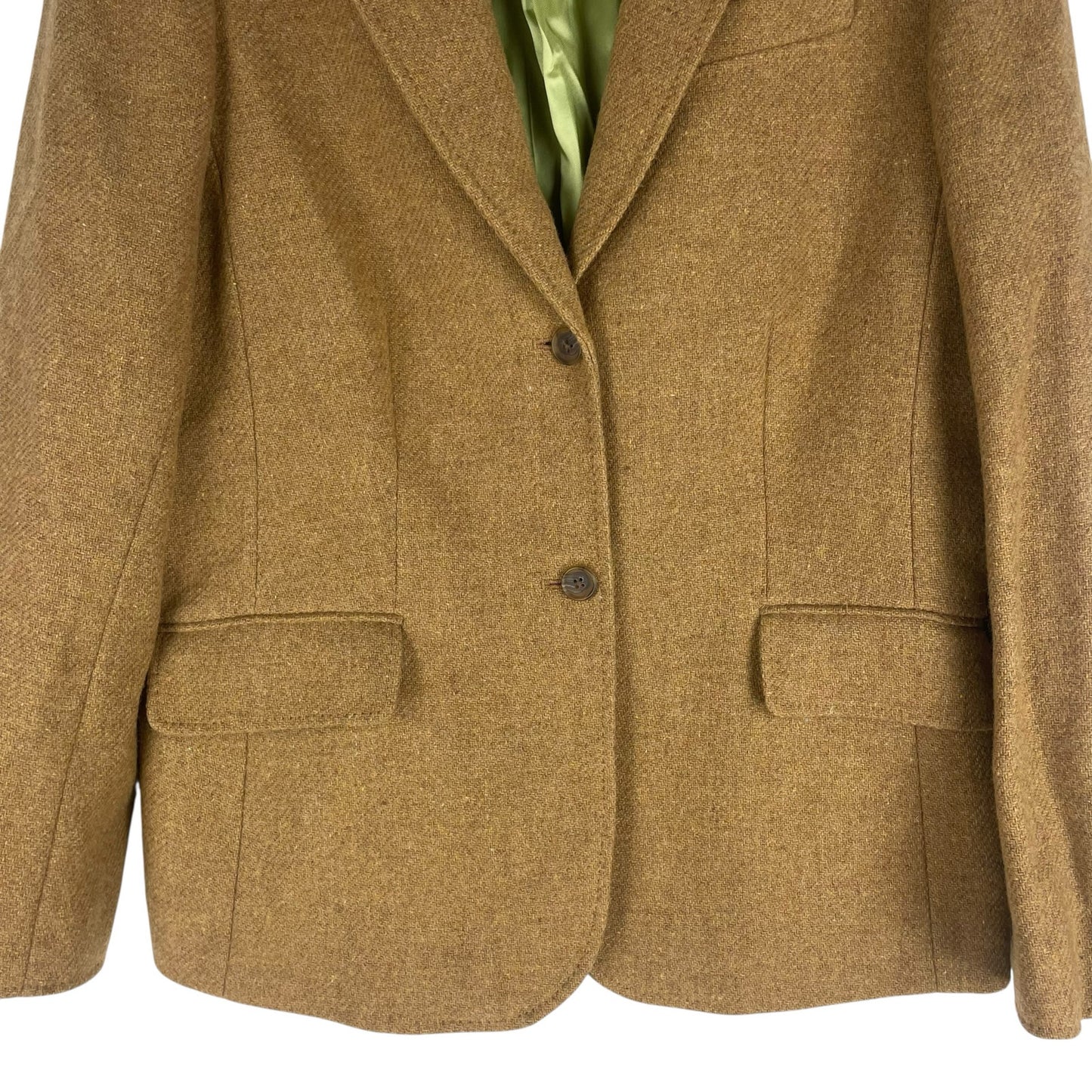 Lands' End Wool Mohair Blend 2 Button Blazer Jacket Camel Tan Size 12
