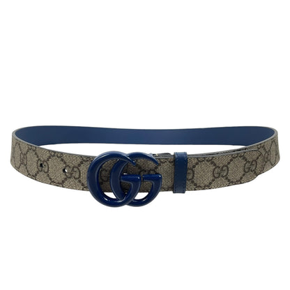 NEW Gucci Supreme Marmot GG Monogram Leather Belt Blue Beige Size 100/40