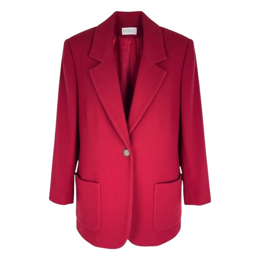 Lands' End Wool Cashmere Blend One Button Blazer Jacket Red SIze 10