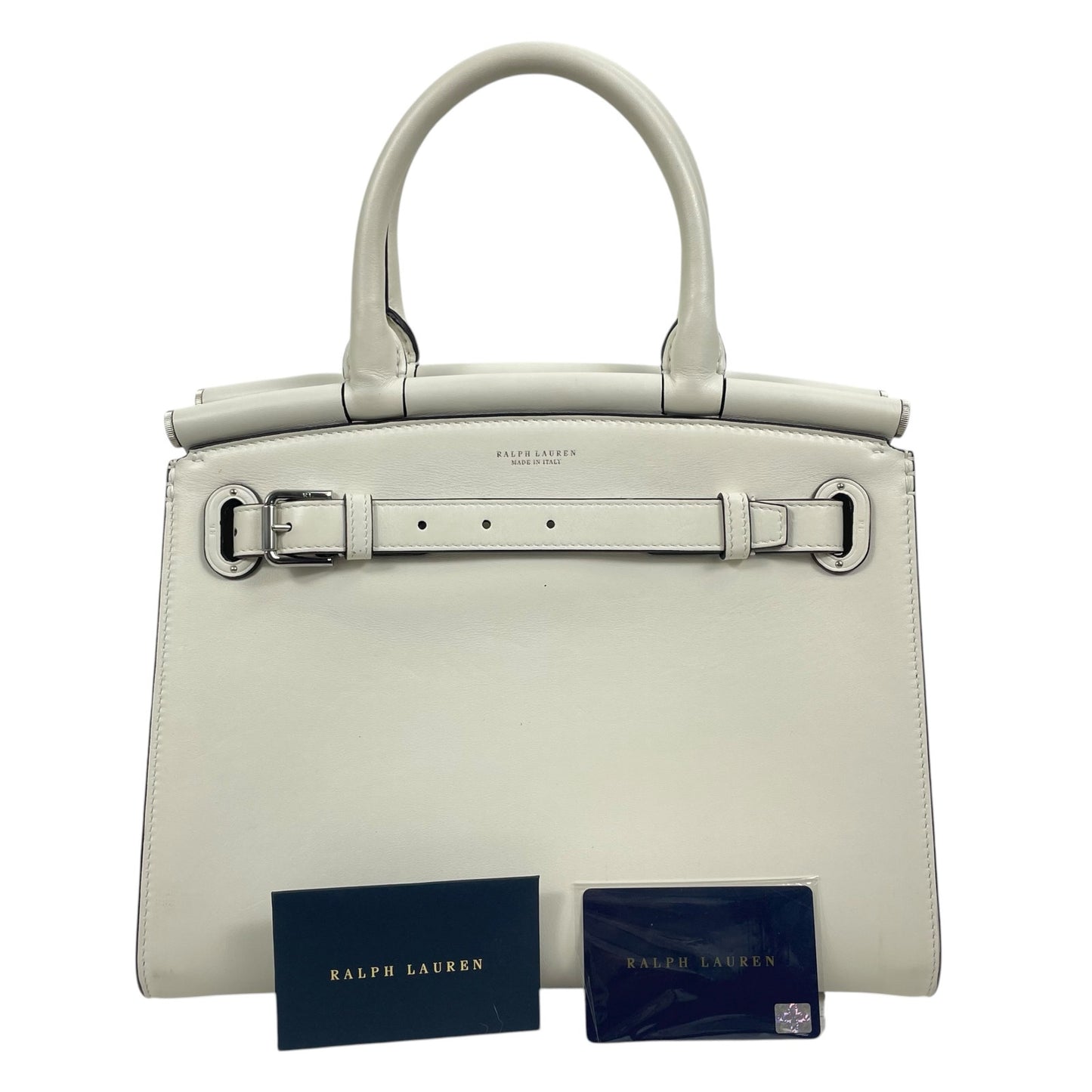 Ralph Lauren Collection RL50 Leather Medium Satchel Top Handle Bag White