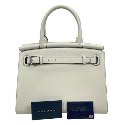 Ralph Lauren Collection RL50 Leather Medium Satchel Top Handle Bag White