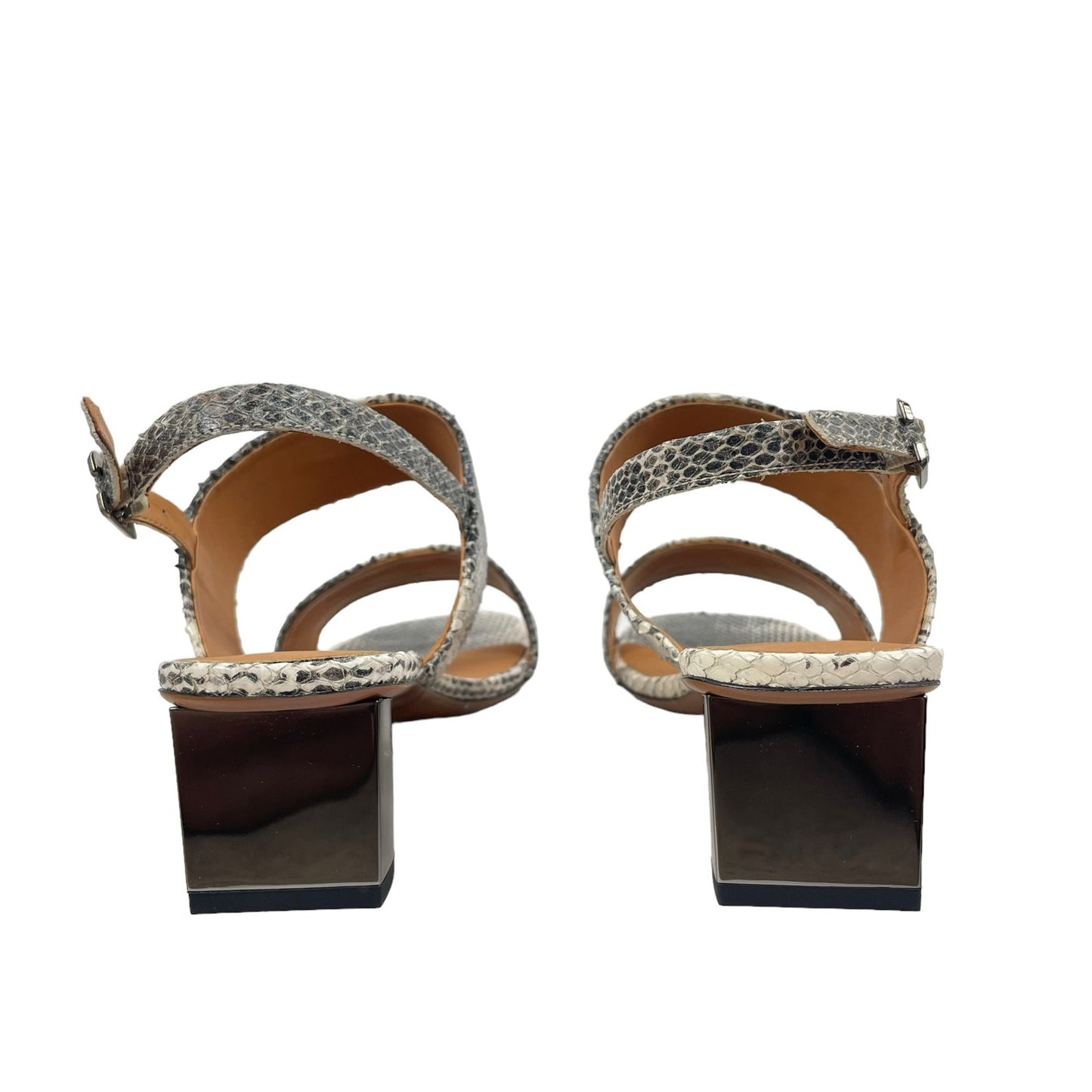 Robert Clergerie Leonie Snake Print Double Strap Sandals Cobra Size 40.5