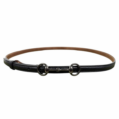 Gucci Horsebit Buckle Thin Belt Black Pebble Leather Size 95cm/38"