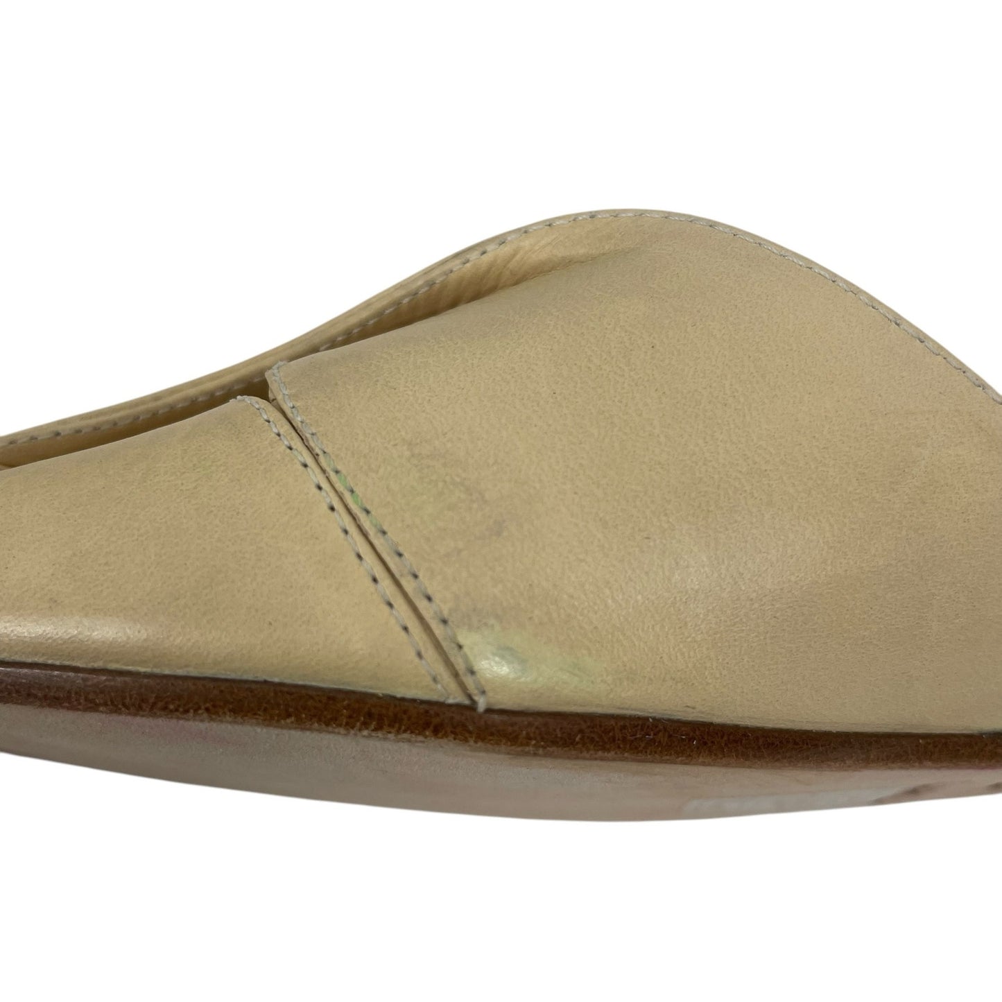 Theory Twisted Leather Sandal Slide Open Toe Beige Women Size 38