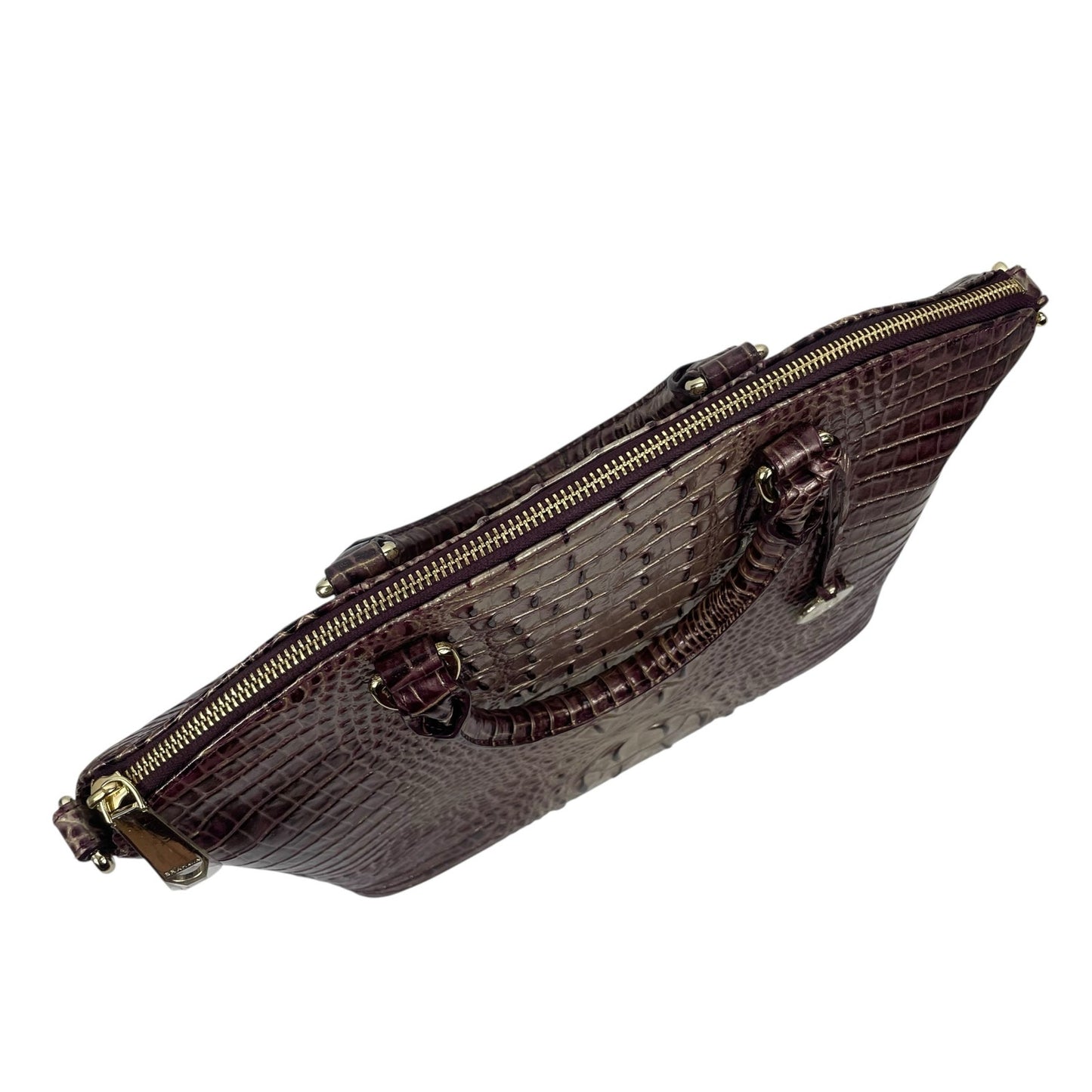 Brahmin Large Duxbury Satchel Bag Port Ombre Melbourne Purple Leather Croc