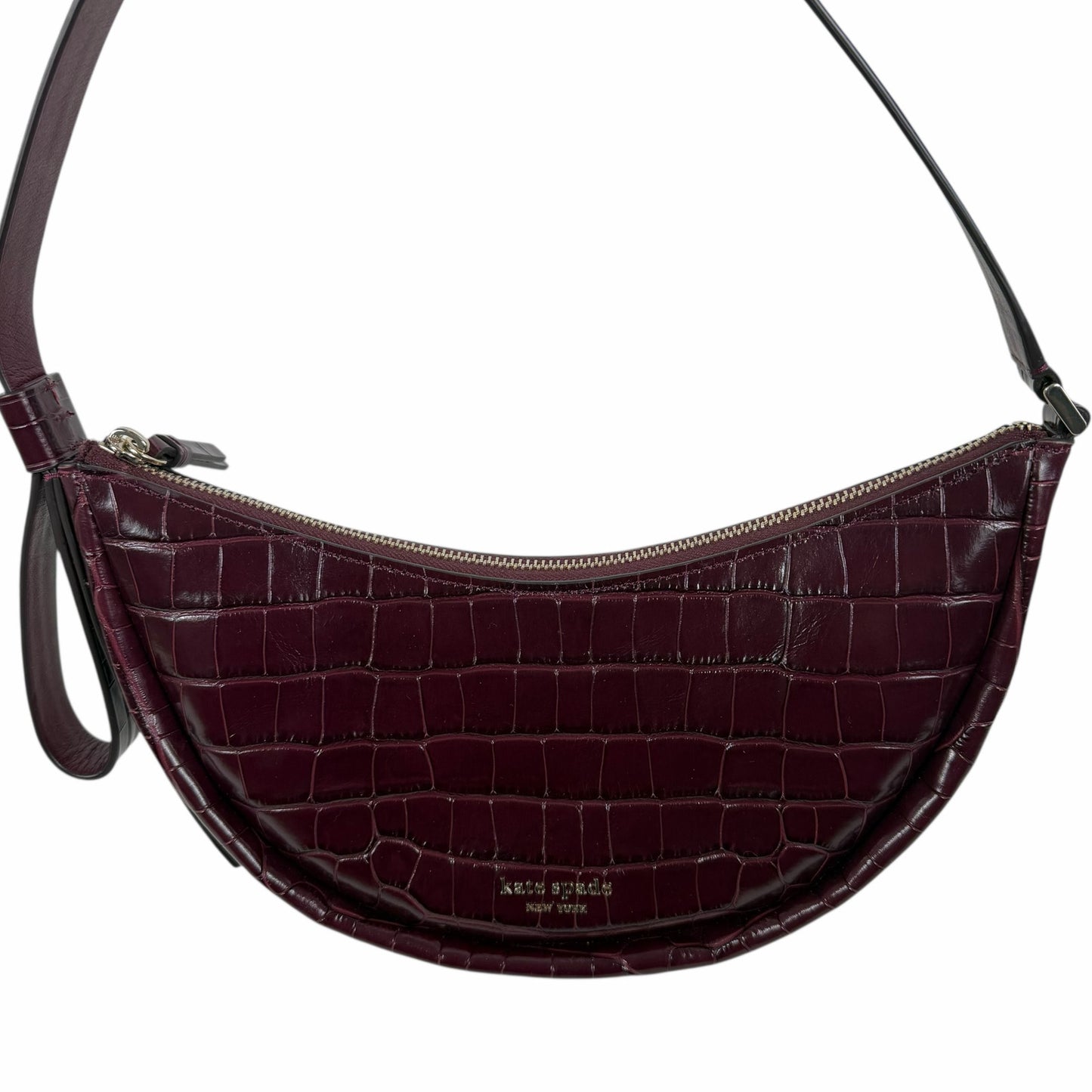 Kate Spade Smile Croc Embossed Leather Small Shoulder Bag Red