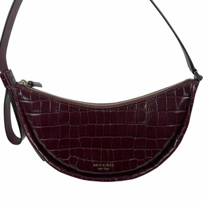 Kate Spade Smile Croc Embossed Leather Small Shoulder Bag Red