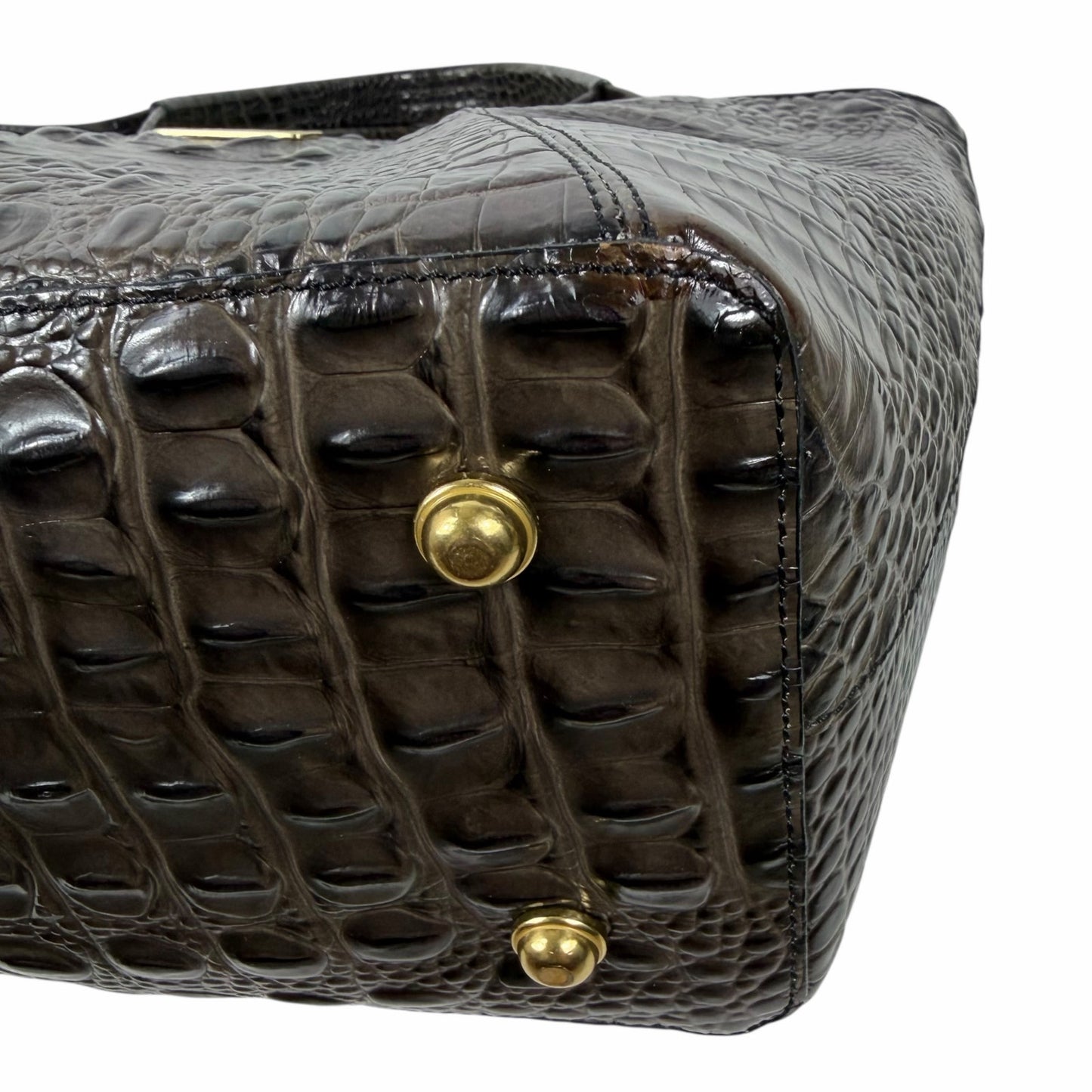 Brahmin Melbourne Shopper Tote Bag Brown Croc Embossed Leather
