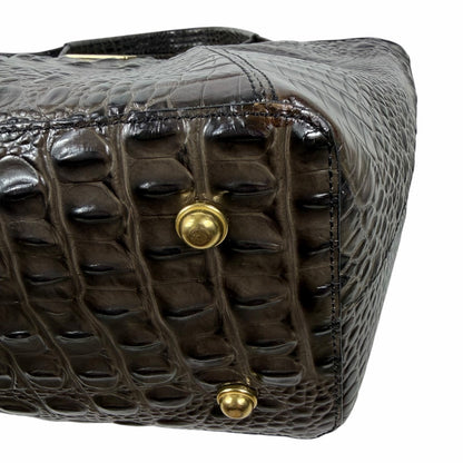 Brahmin Melbourne Shopper Tote Bag Brown Croc Embossed Leather