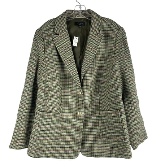 Talbots Classic Shetland Blazer Rustling Plaid Green Pink Size 20W