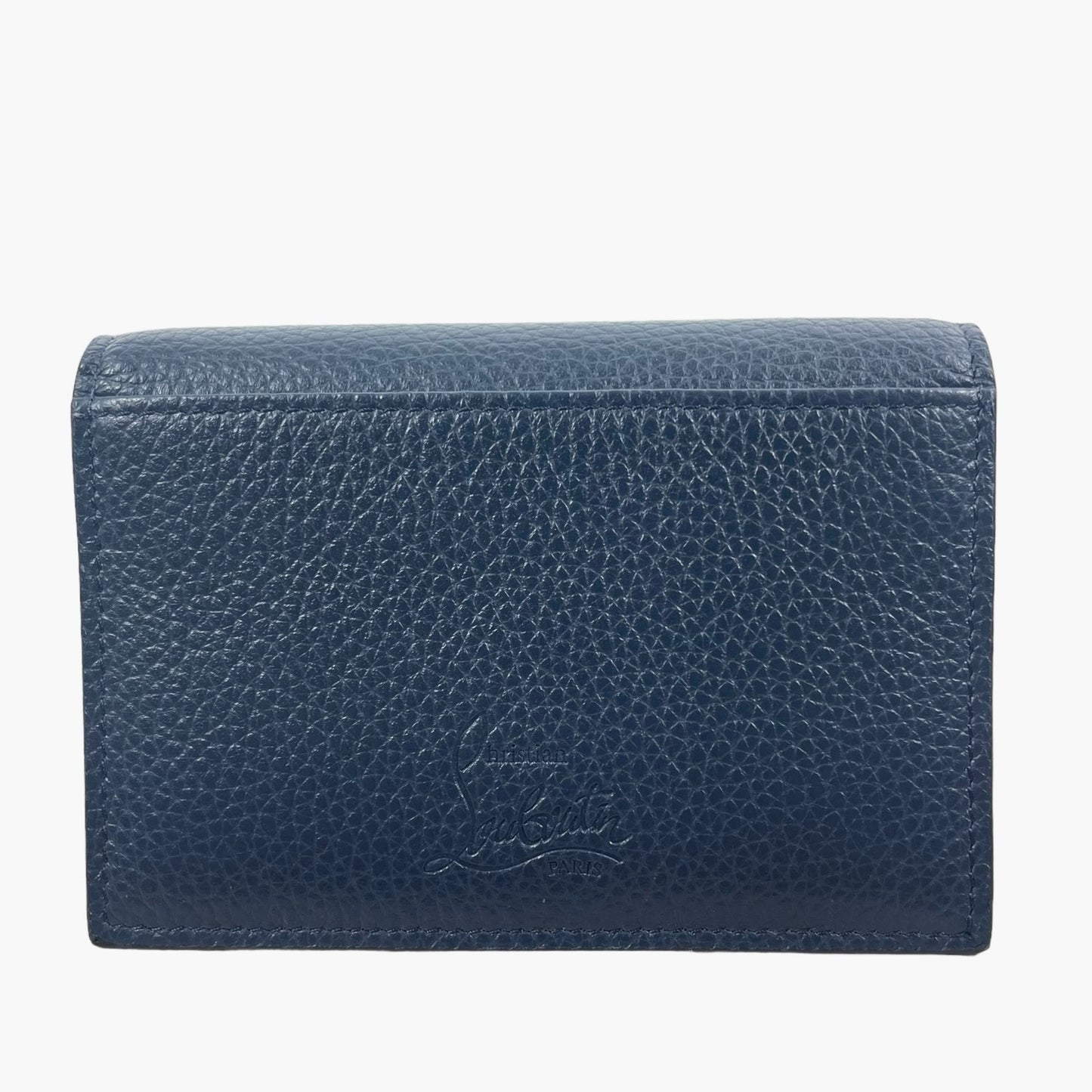 Christian Louboutin Sifnos Spike Leather Bifold Card Holder Wallet Navy