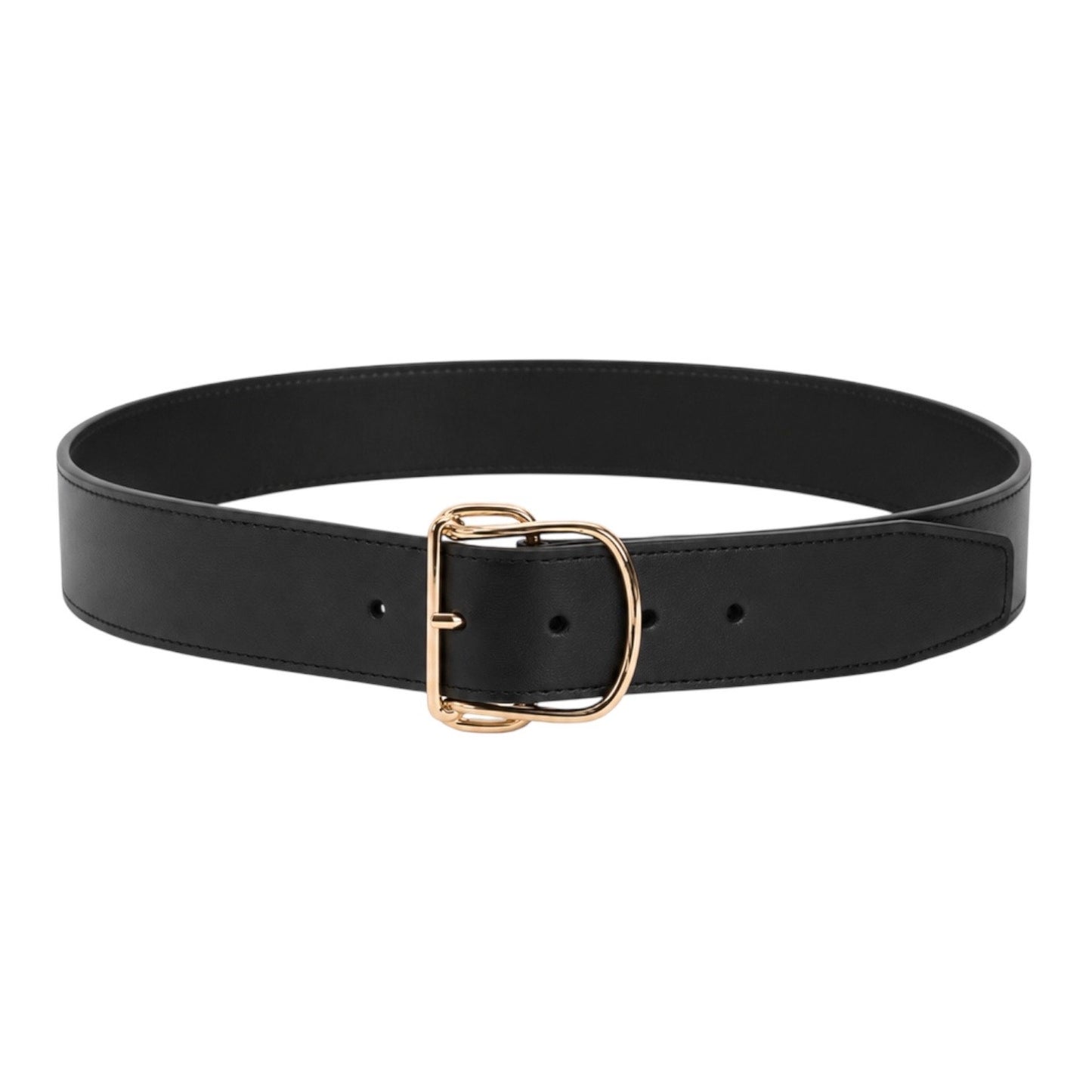 Toteme Swirl Leather Belt Black Gold Buckle Size 90cm/ 35"