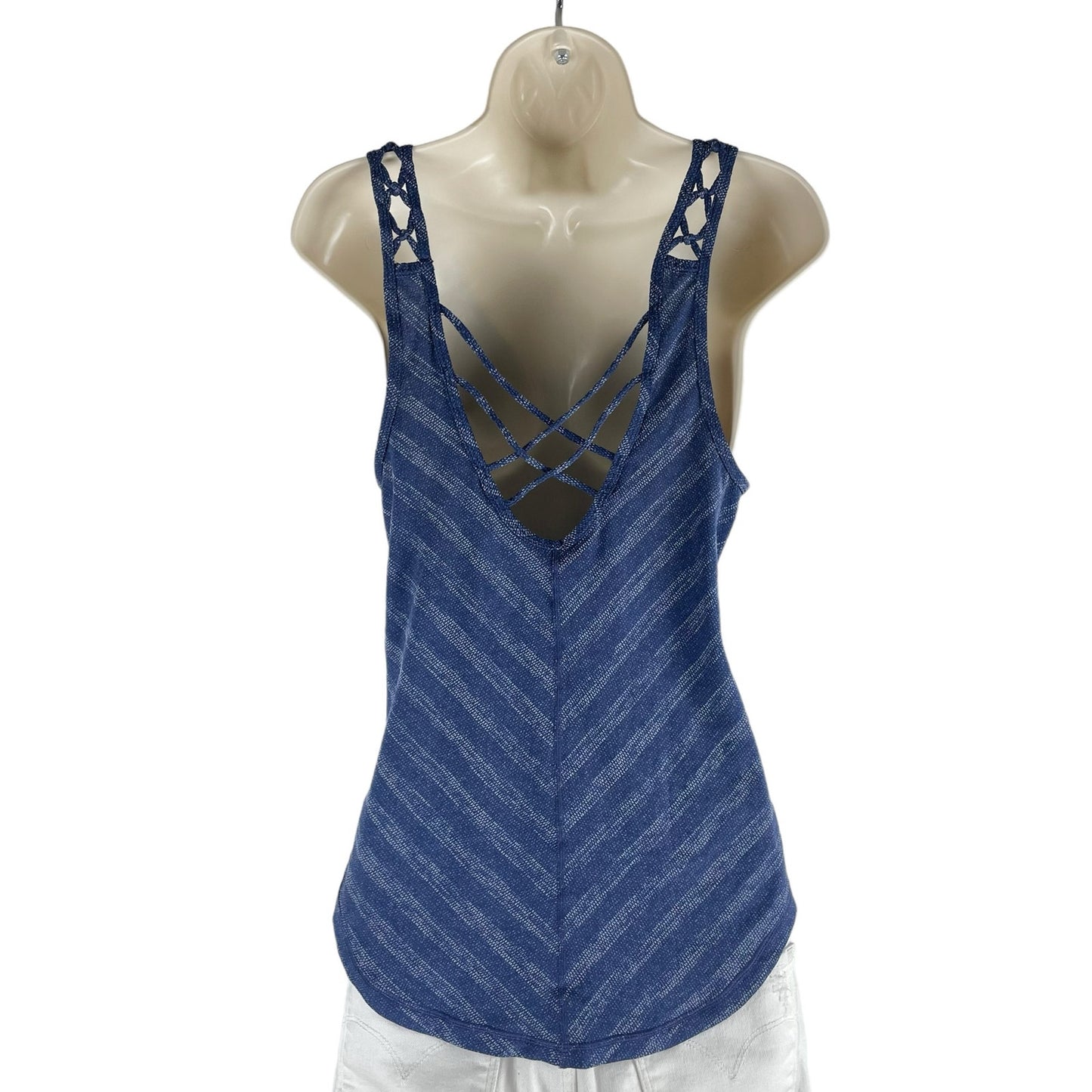 PrAna Serene Tank Top Cutout Yoga Athletic Workout Blue Size XS