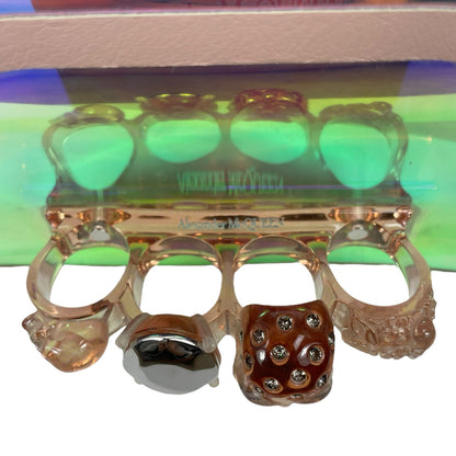 Alexander McQueen Mini Jewelled Crossbody Bag Holographic Pink PVC Leather