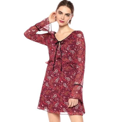 Cupcake and Cashmere Mixed Floral Printed Mini Dress Red Velvet Size 0