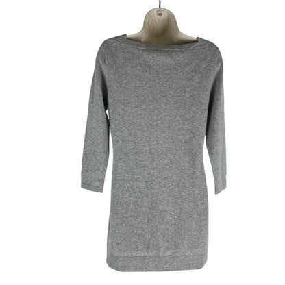 NEW Magaschoni 100% Cashmere Square Neck Tunic Sweater Gray Size S