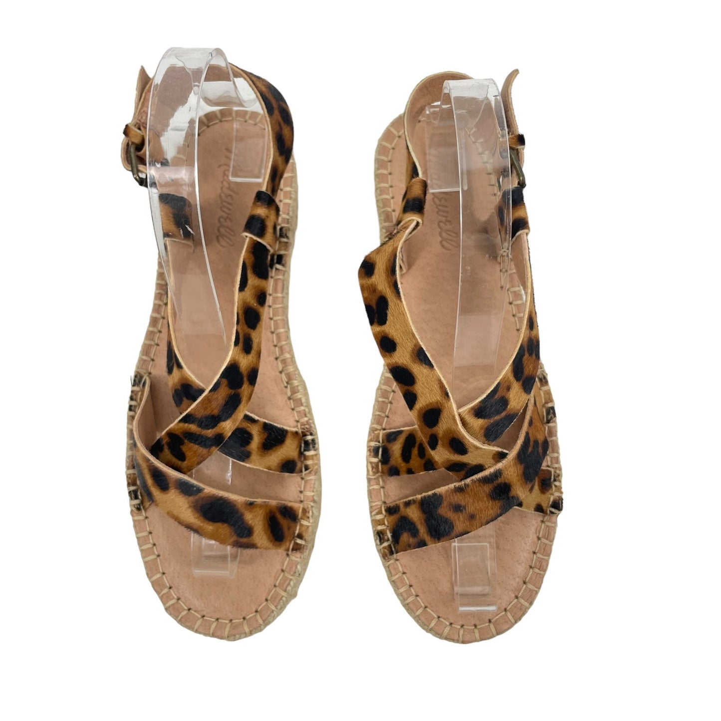 Madewell Malia Espadrille Platform Sandals Leopard Calf Hair Size 7.5