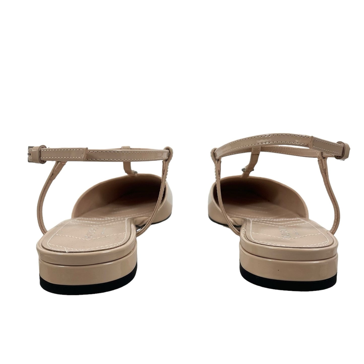Gucci Double GG T Strap Patent Leather Ballet Flat Skin Rose Size 39.5