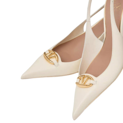 Valentino Garavani The Bold Edition Vlogo Calfskin Pump 60mm Ivory Size 36