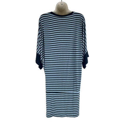 Comfy USA Batwing Striped Soft Jersey Mini Dress Blue Black Size S