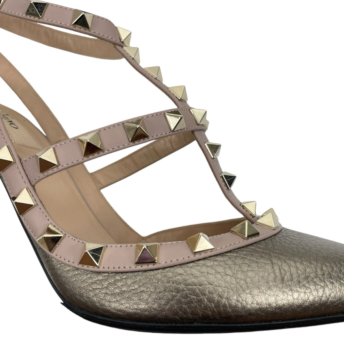 Valentino Garavani Rockstud 100mm Leather Caged Pump Bronze Pink Size 39.5