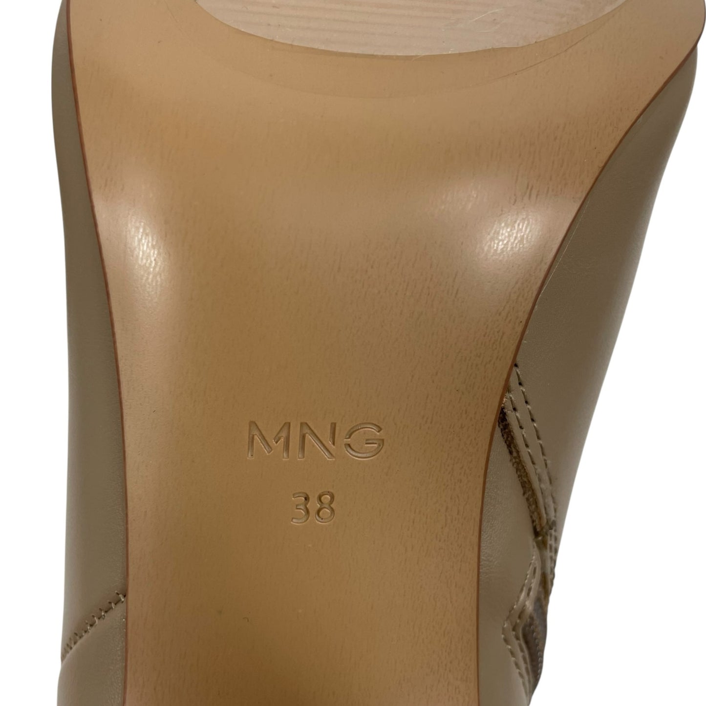 Mango Faux Leather Pointed Toe Heeled Ankle Boots Beige Size 38/ 7.5