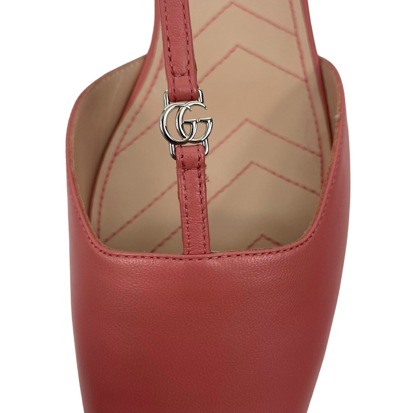Gucci Double GG T Strap Patent Leather Ballet Flat Pink Size 39.5