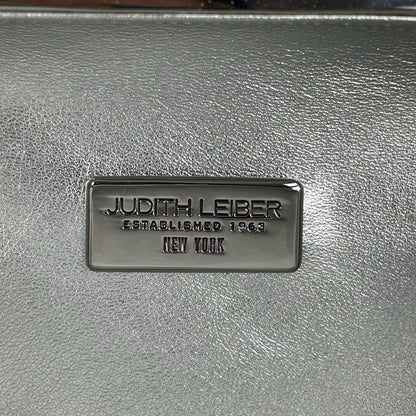 Judith Leiber Crystal Slide Lock Box Minaudiere Clutch Bag Navy Silver
