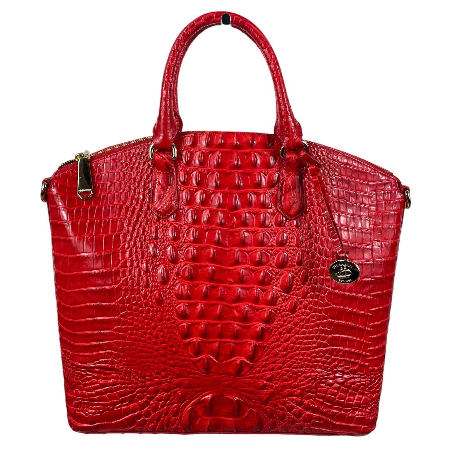 Brahmin Large Duxbury Satchel Bag Candy Apple Melbourne Croc Embossed