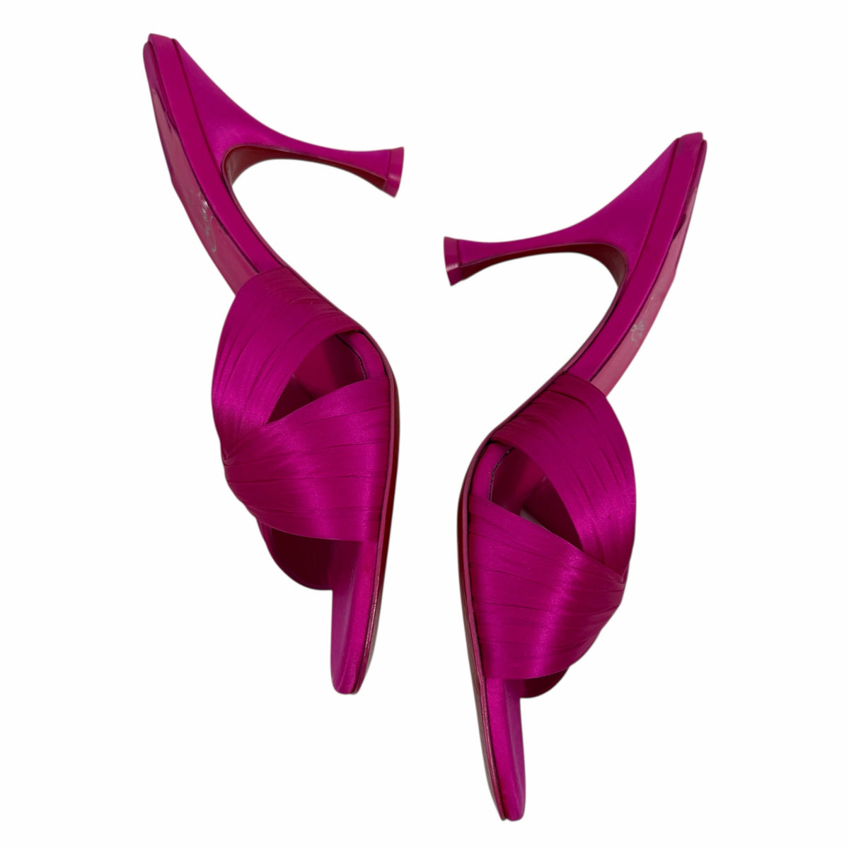 Christian Louboutin Nicol is Back 85 Crepe Satin Mule Sandal Pink Size 40