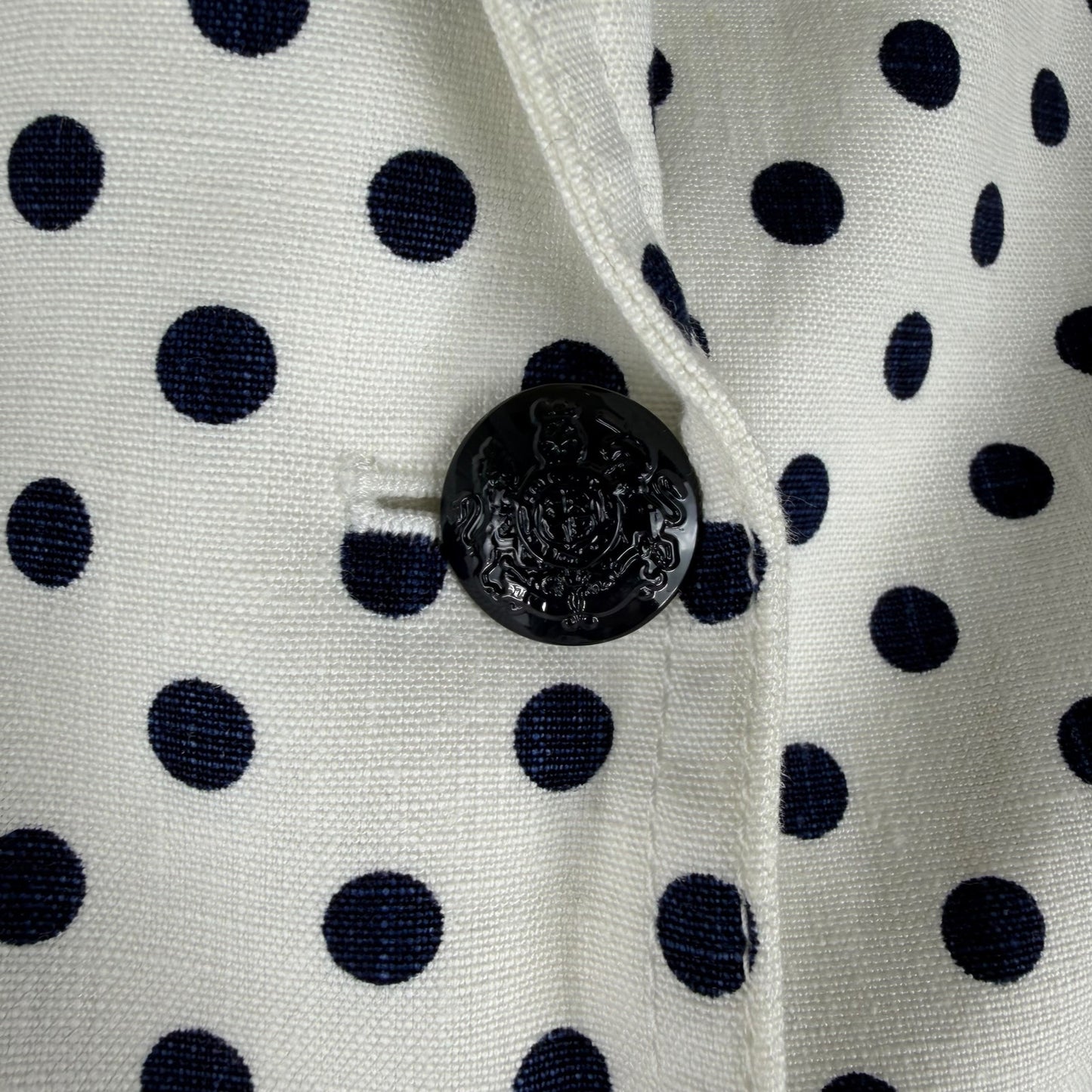 J. Crew Linen Schoolboy Blazer Jacket in Polka Dots White Navy Size 6