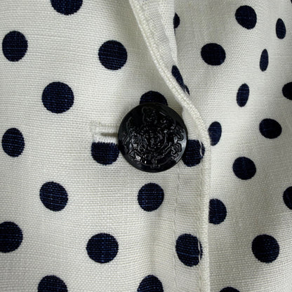 J. Crew Linen Schoolboy Blazer Jacket in Polka Dots White Navy Size 6