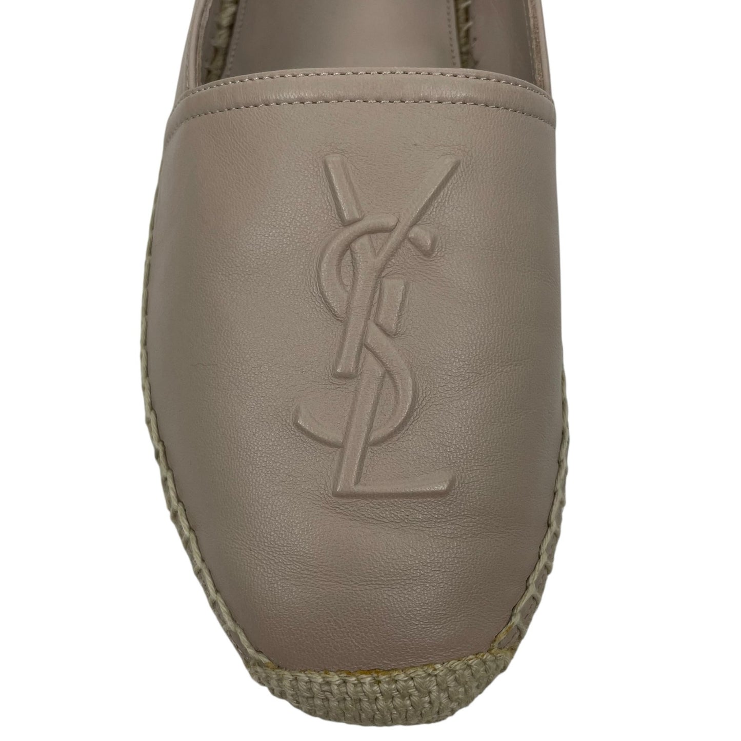 Saint Laurent Logo Monogram Nappa Leather Espadrilles Rose Poudre Size 38