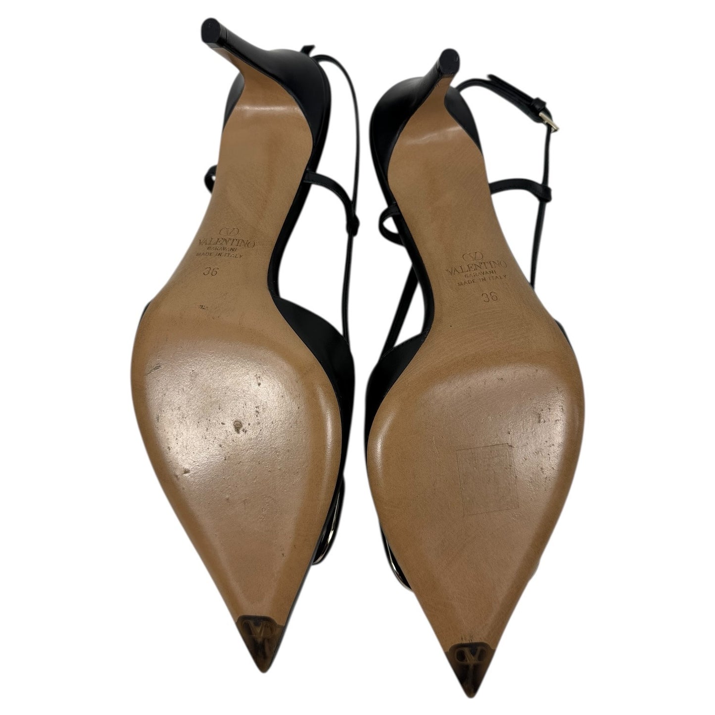 Valentino Garavani V Logo Calfskin 80mm Slingback Pump Black Size 36