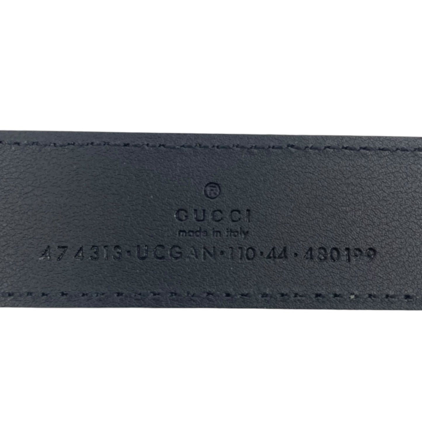 Gucci Black Perforated GG Logo Embossed Leather Belt Size 110/44