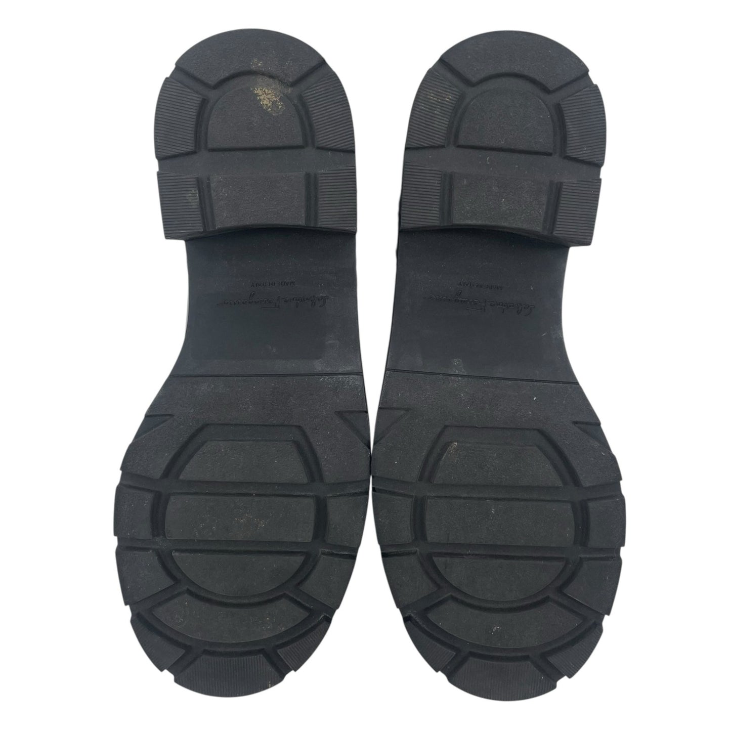 Salvatore Ferragamo Vara bow Lace Up Leather Combat Boots Black Size 9.5