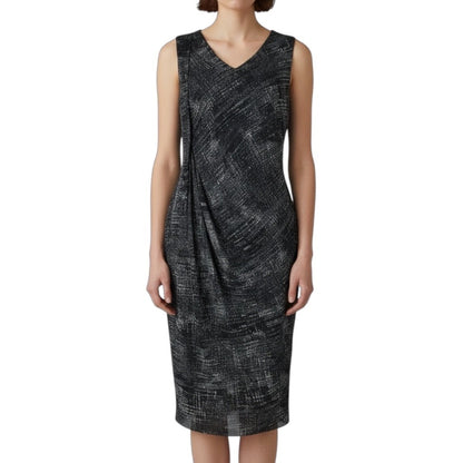Lisa Rinna Sleeveless Printed Dress Side Drape Black Size XXS