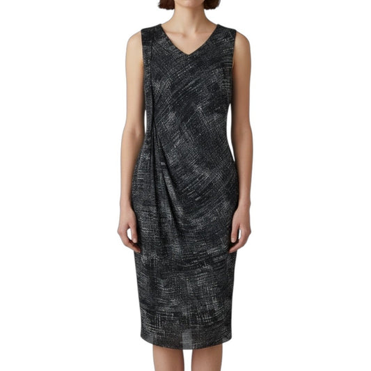 Lisa Rinna Sleeveless Printed Dress Side Drape Black Size XXS