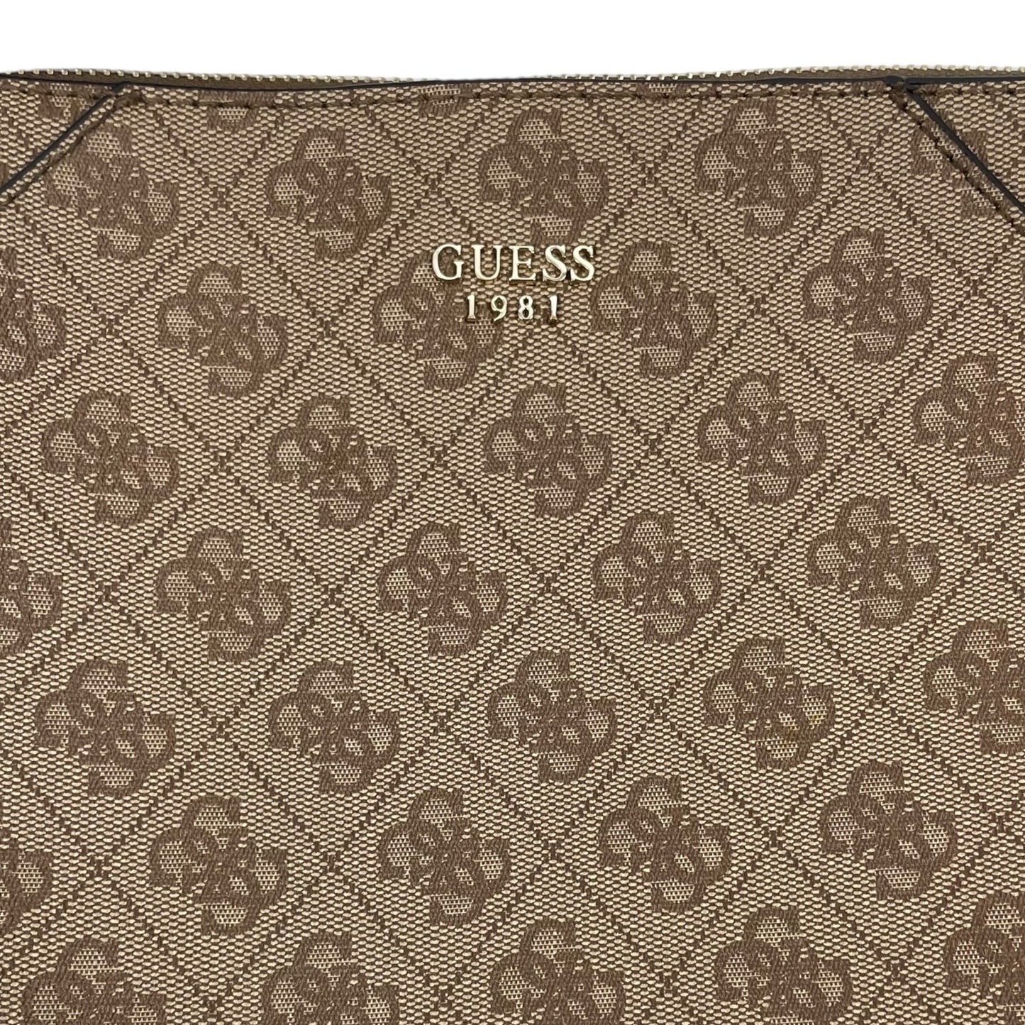 Guess Monogram Mini Crossbody Bag Brown Tan Pink