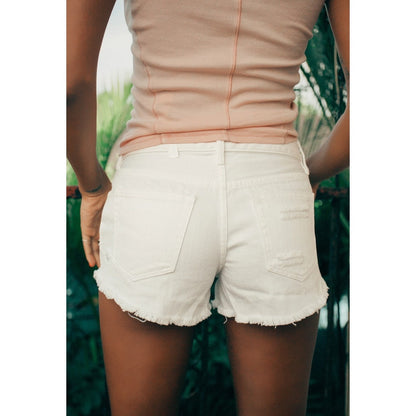 Free People Loving Good Vibrations High Rise Denim Shorts White Size 31