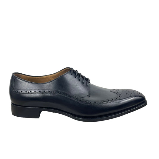 Ermenegildo Zegna Black Leather Wingtip Lace Up Derby Oxford Shoes Size 15.5