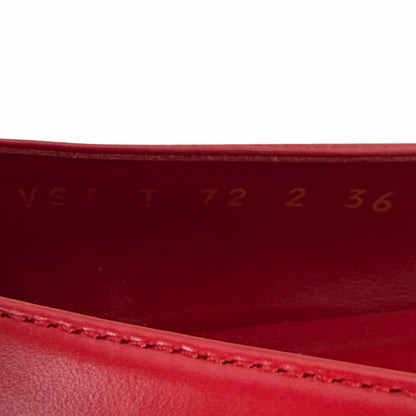 Valentino Garavani Vlogo Pointed Toe Nappa Leather Flats Red Size 36
