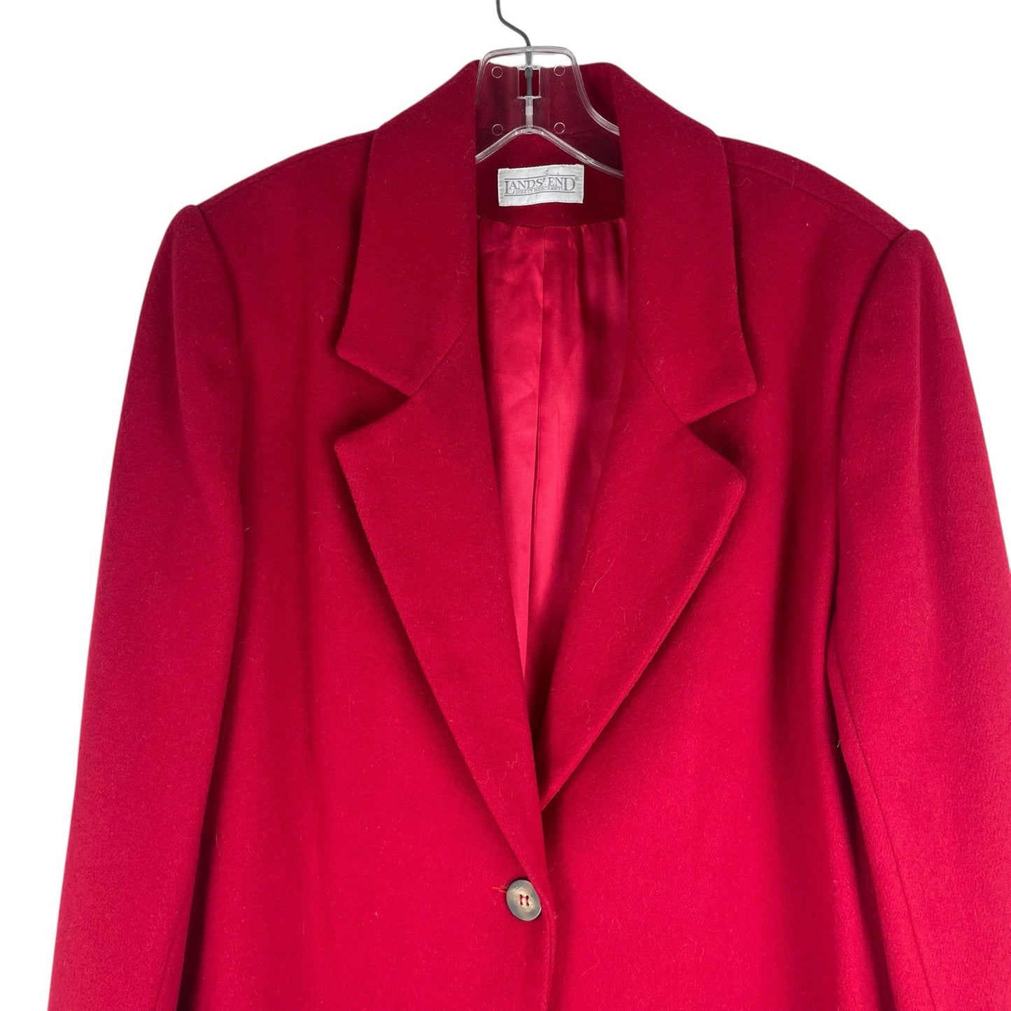 Lands' End Wool Cashmere Blend One Button Blazer Jacket Red SIze 10