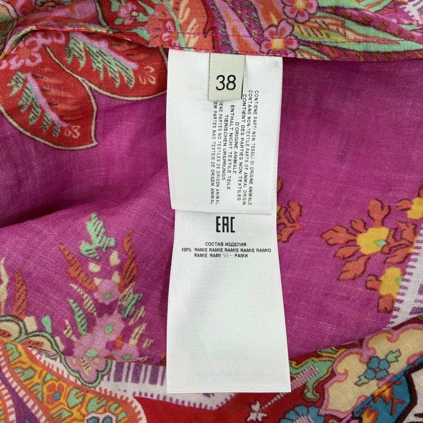 Etro Sardegna Printed Ramie Mini Shirt Dress Pink Size 38/ Size S