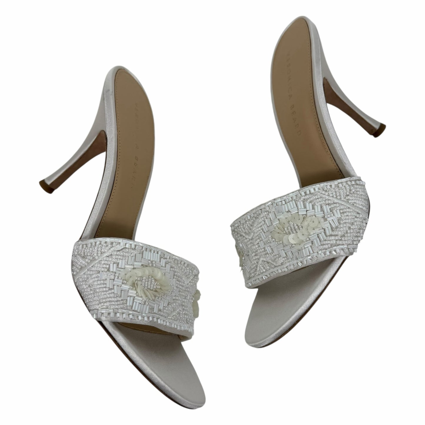 Veronica Beard Braxton Beaded Mule Sandal Coconut White Size 9M